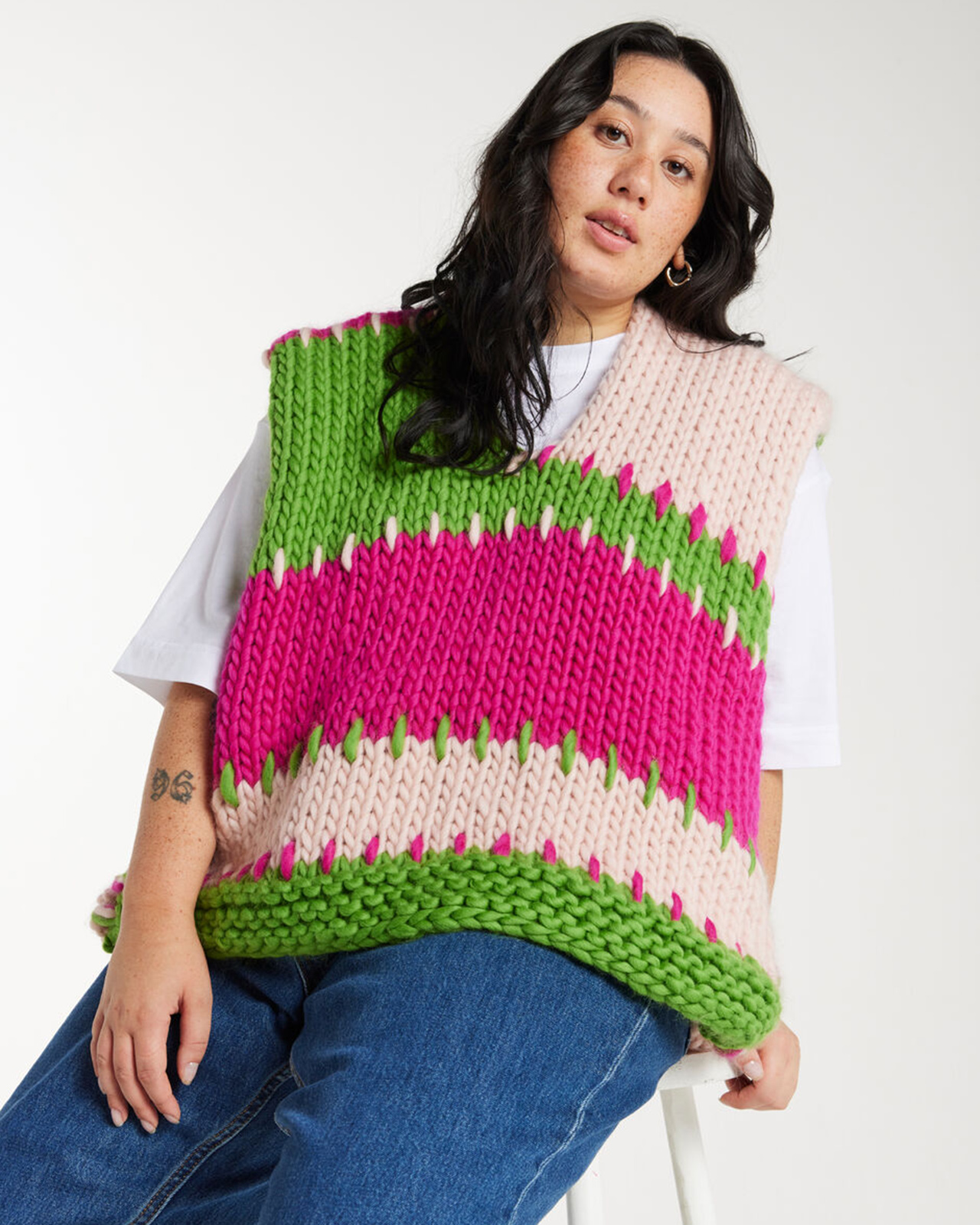 【AINE TANK / PATTERN SET】棒針で編むッチワークベストの編み物パターン