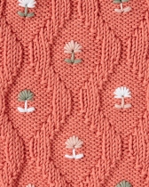 【FORTUNE CARDIGAN / PATTERN SET】ラブリーな花柄刺繍もするサマーカーディガンの編み物パターン