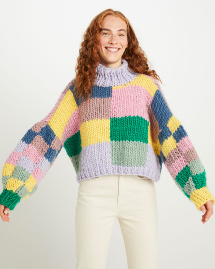 【JAZZY SWEATER / PATTERN SET】棒針で編むカラーブロックセーターの編み物パターン
